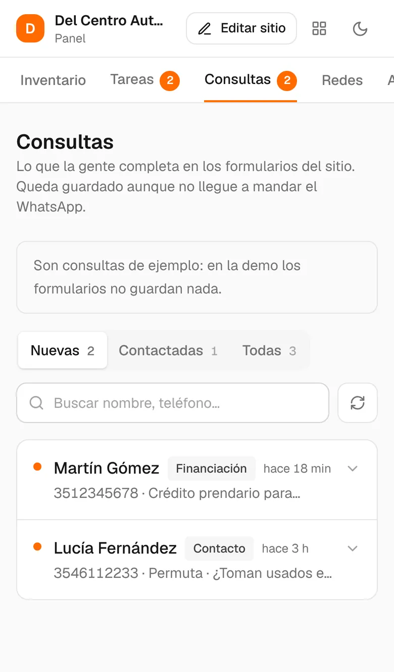 Consultas de los clientes en el celular