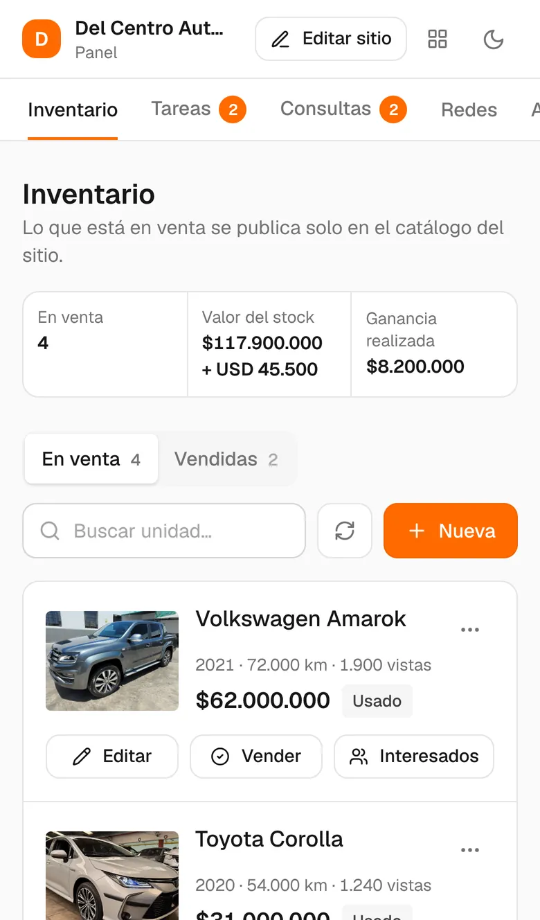 Panel en el celular