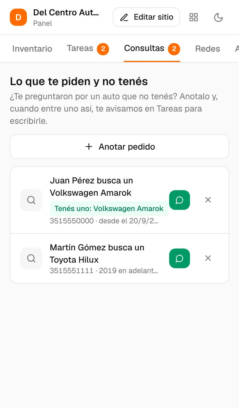 Lo que te piden y no tenés, con el aviso de que entró uno